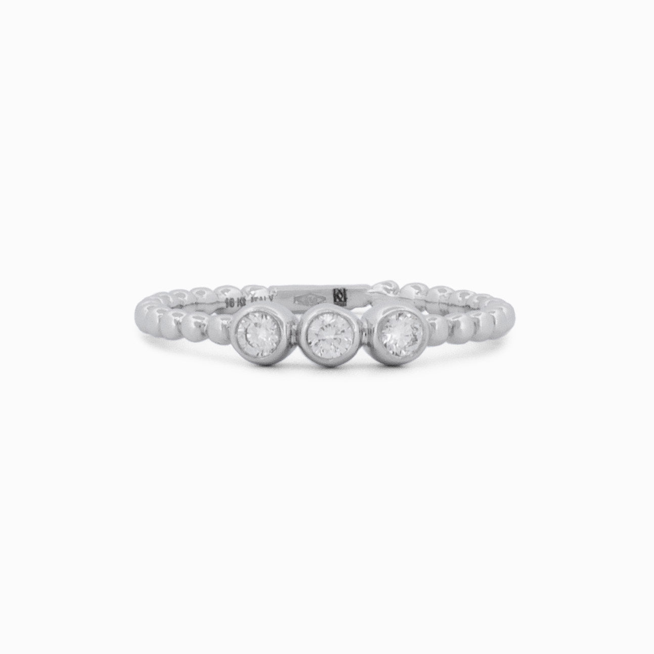 Delicate Beaded Ring With Diamond Centerpiece