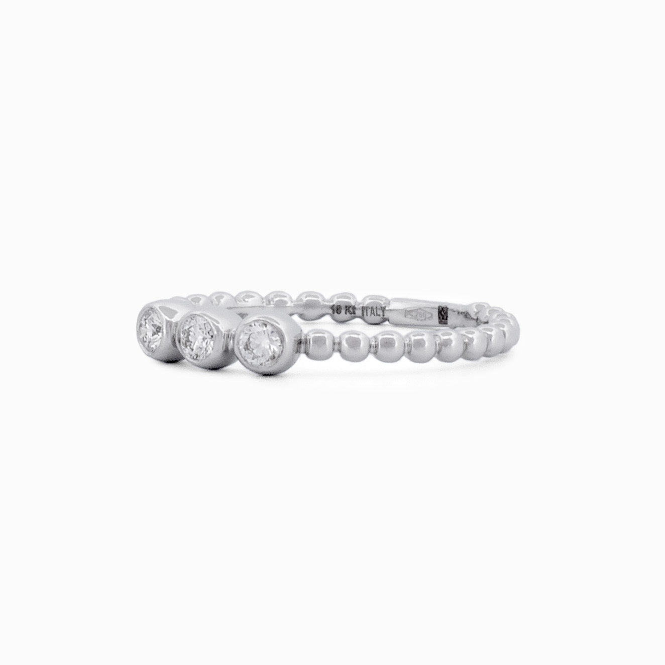 Delicate Beaded Ring With Diamond Centerpiece