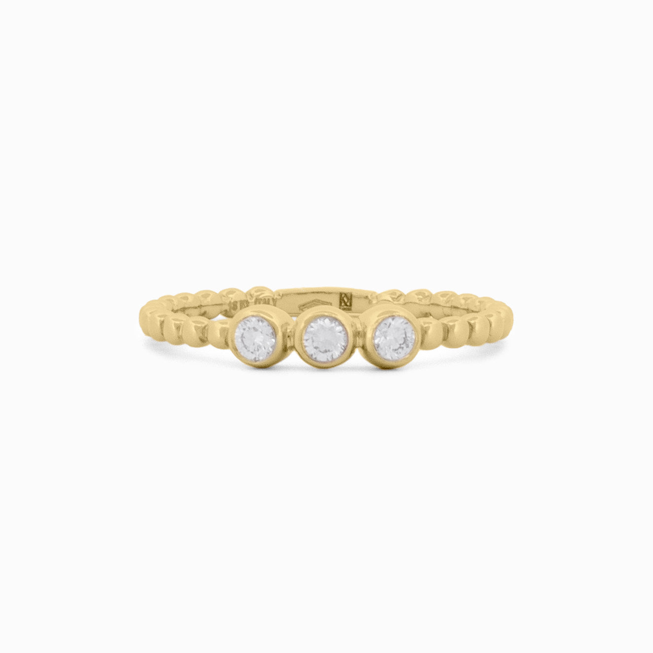 Delicate Beaded Ring With Diamond Centerpiece