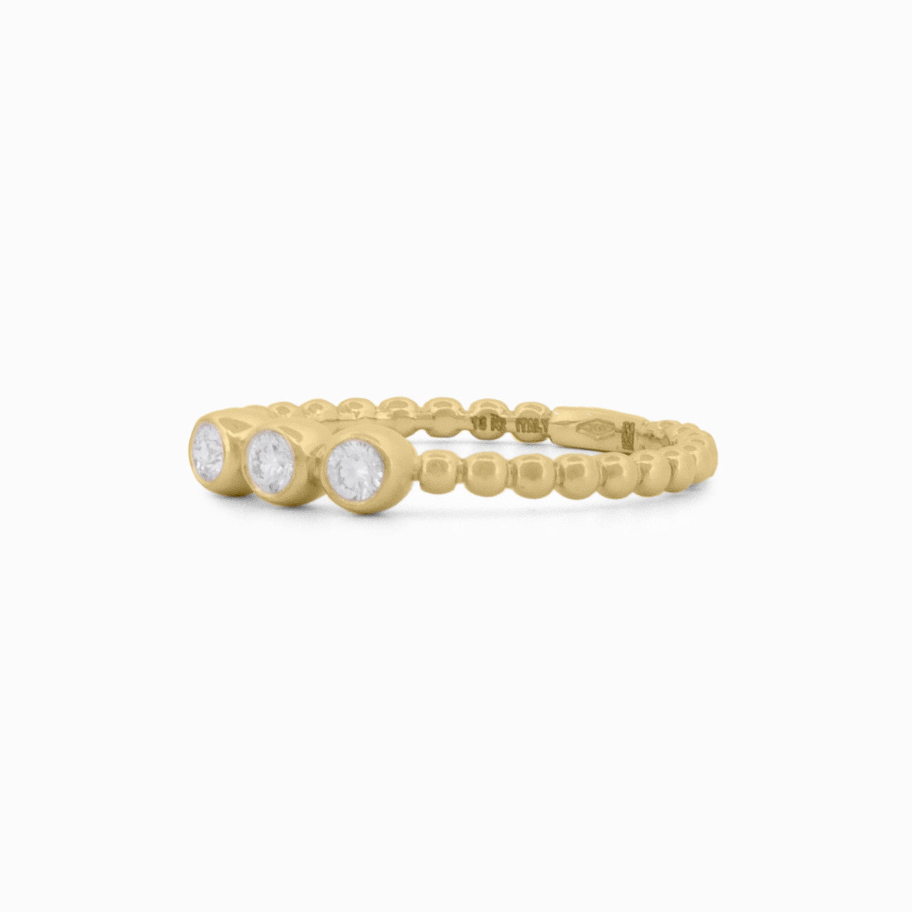 Delicate Beaded Ring With Diamond Centerpiece