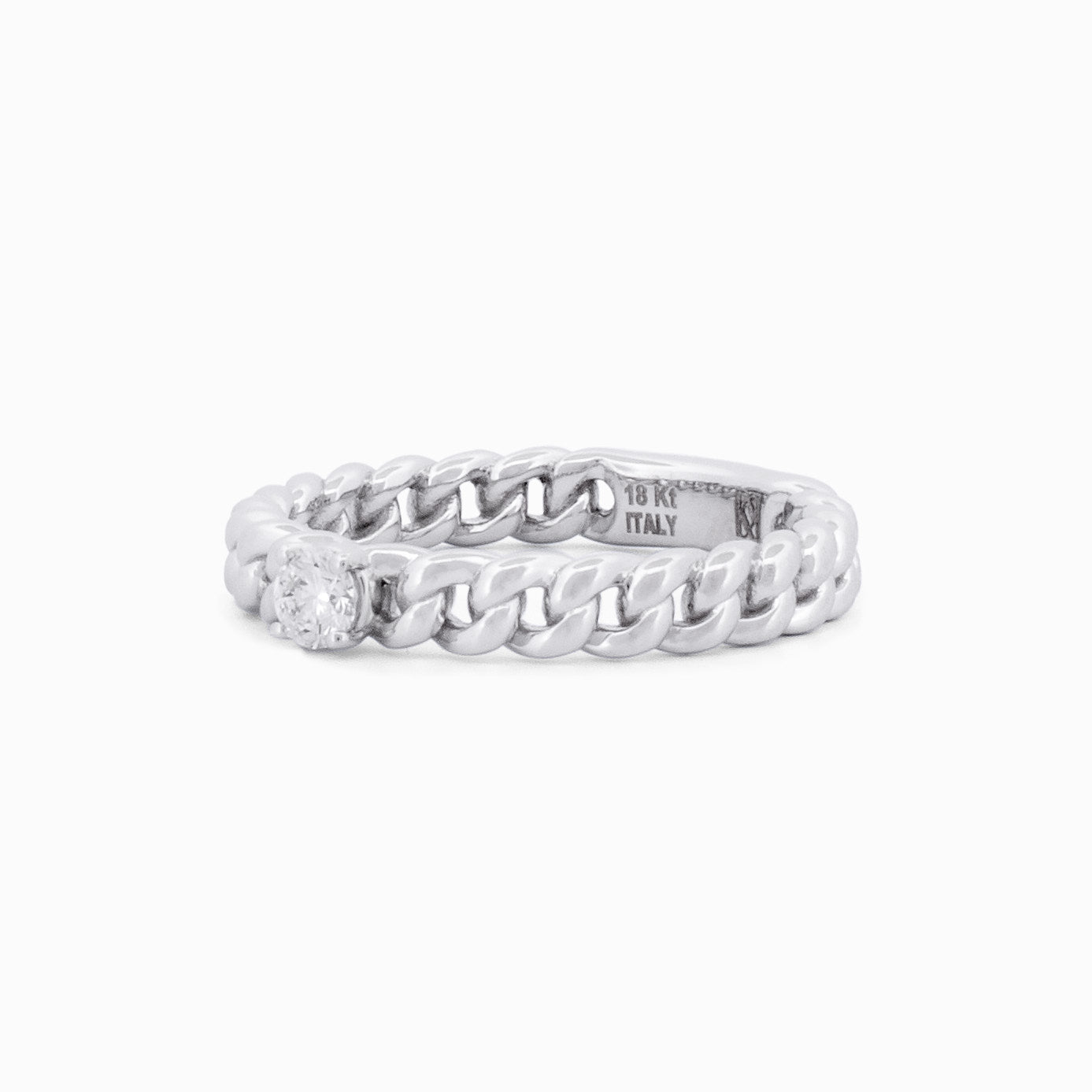 Thin Gold Braided ring with Diamond Stud Centerpiece