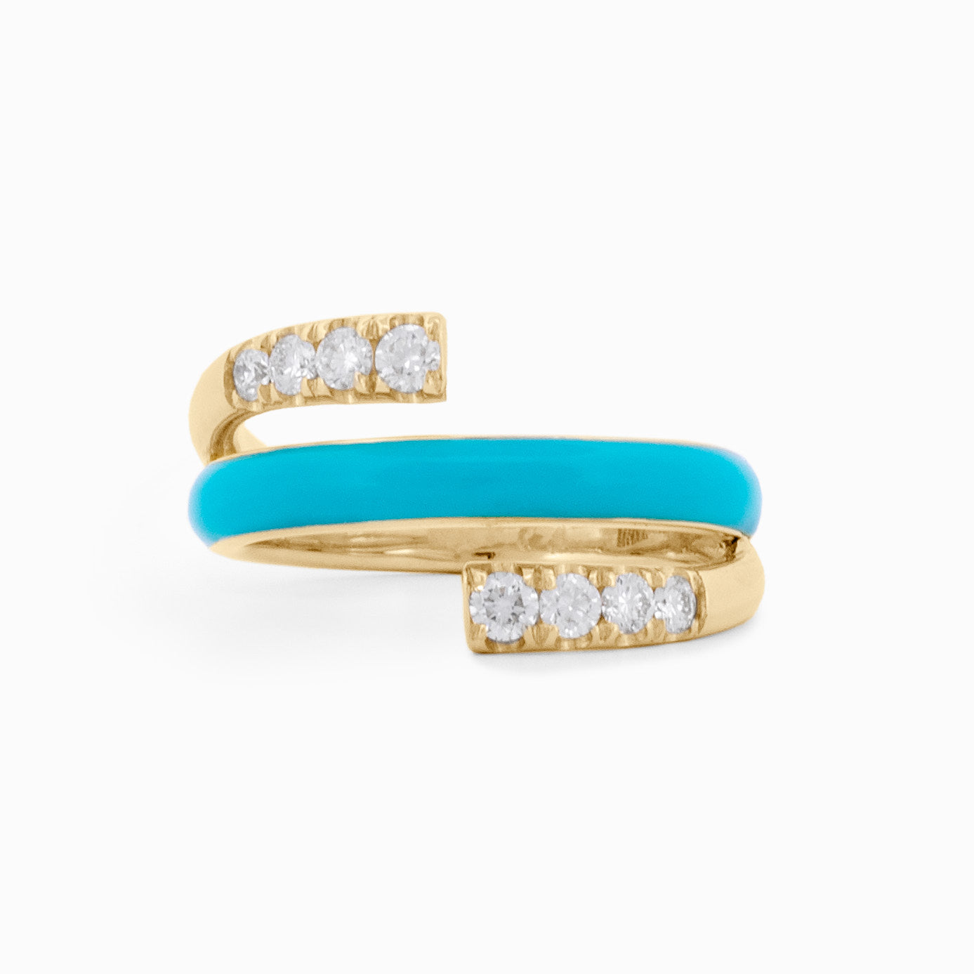 Turquoise Enamel Wrap-Around Ring with Diamonds