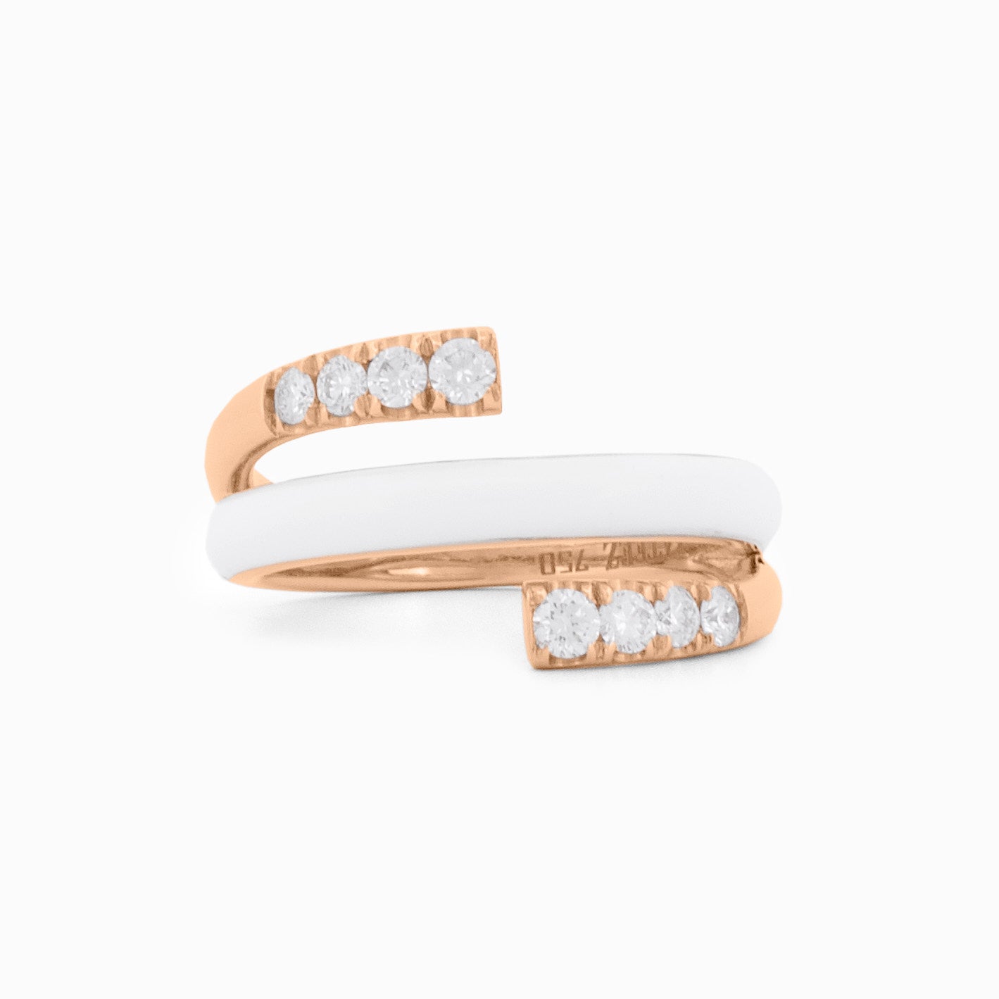 White Enamel Wrap-Around Ring with Diamonds