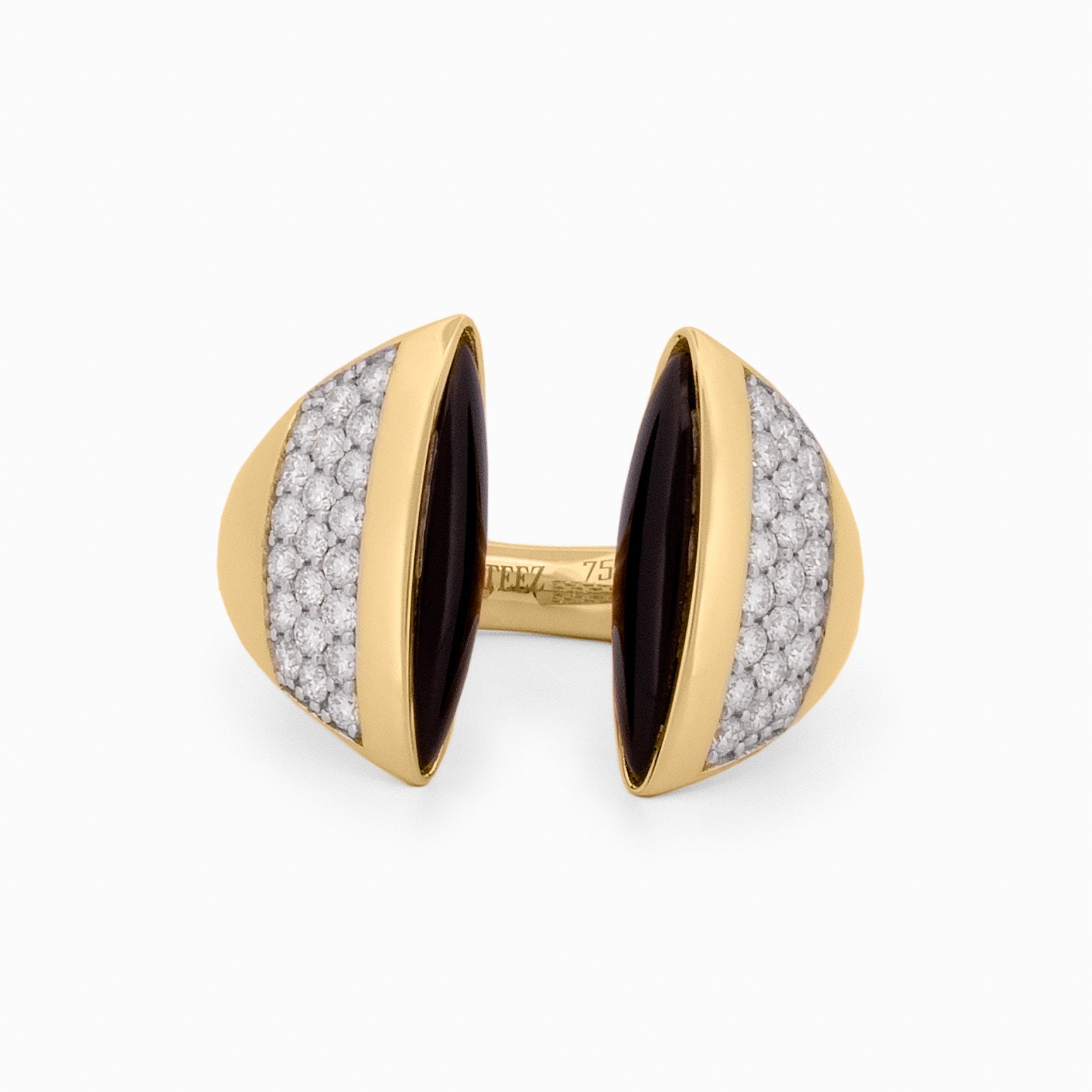 Open-Top Ring with Onyx and Diamonds