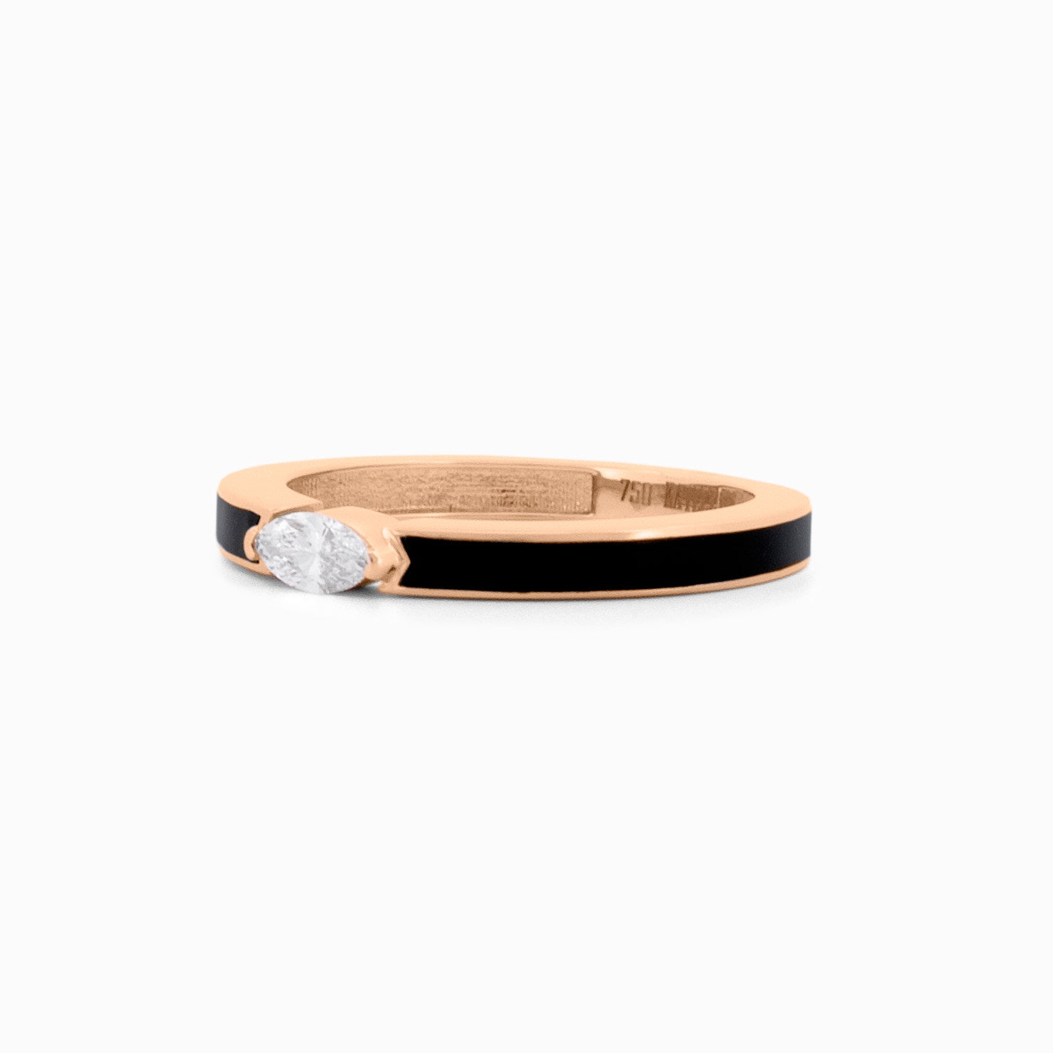 Black Enamel Ring with Marquise Diamond