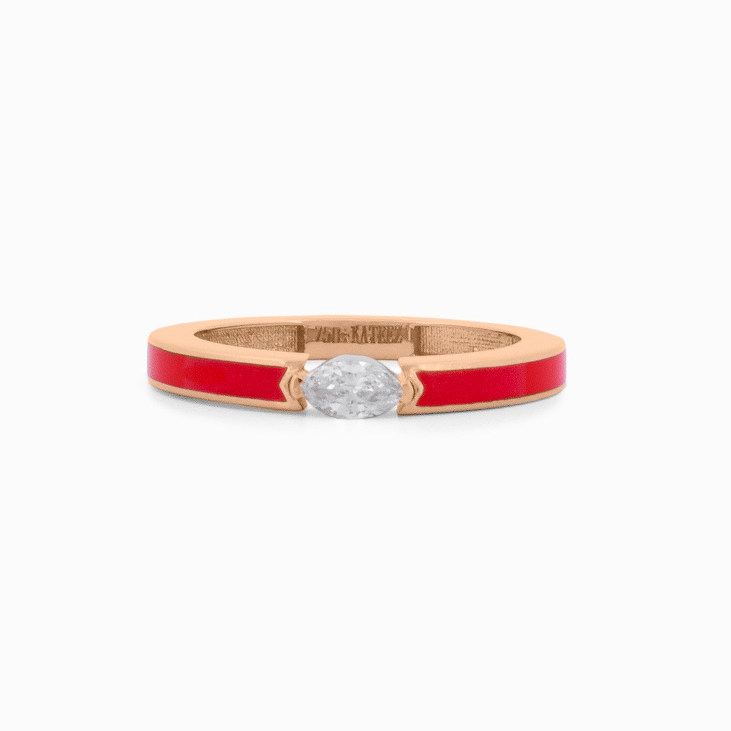 Red Enamel Ring with Marquise Diamond