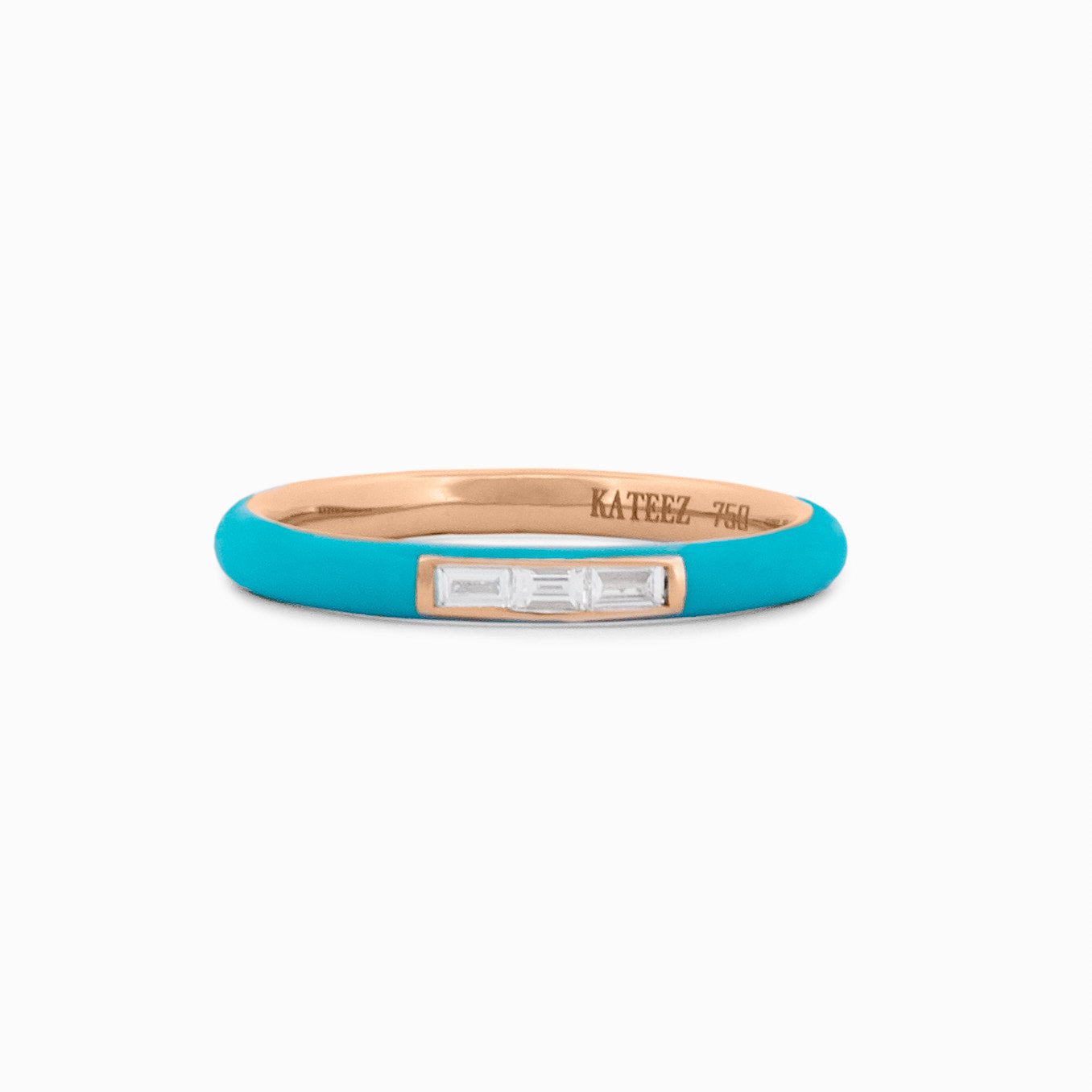 Turqoise Enamel Baguette Diamond Ring