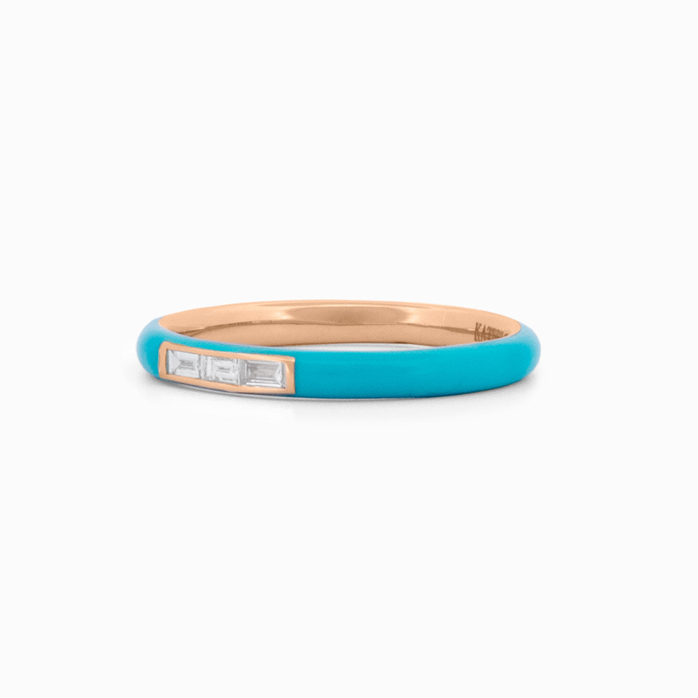 Turqoise Enamel Baguette Diamond Ring