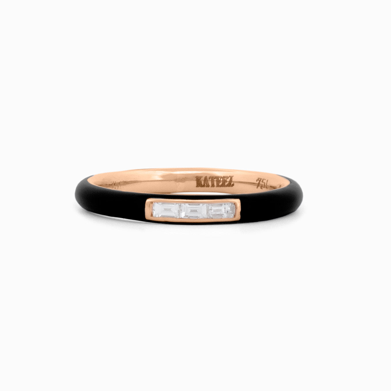 Black Enamel Baguette Diamond Ring