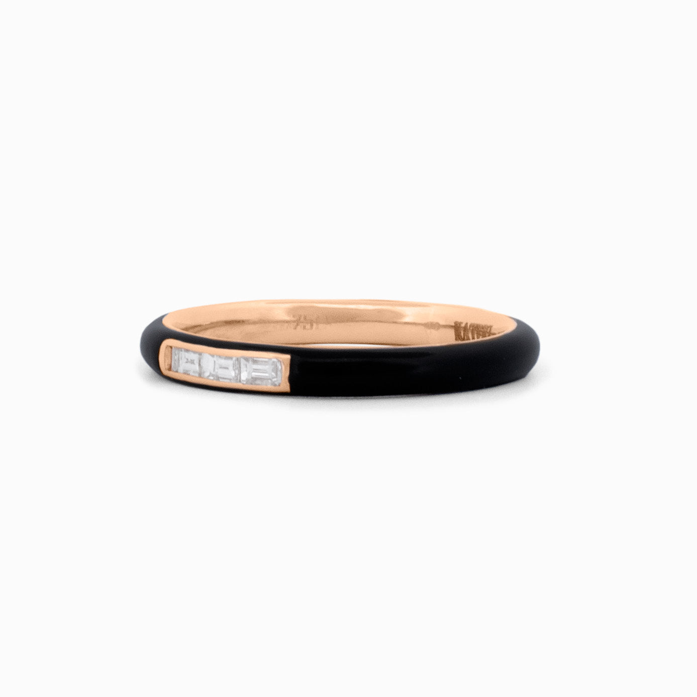 Black Enamel Baguette Diamond Ring