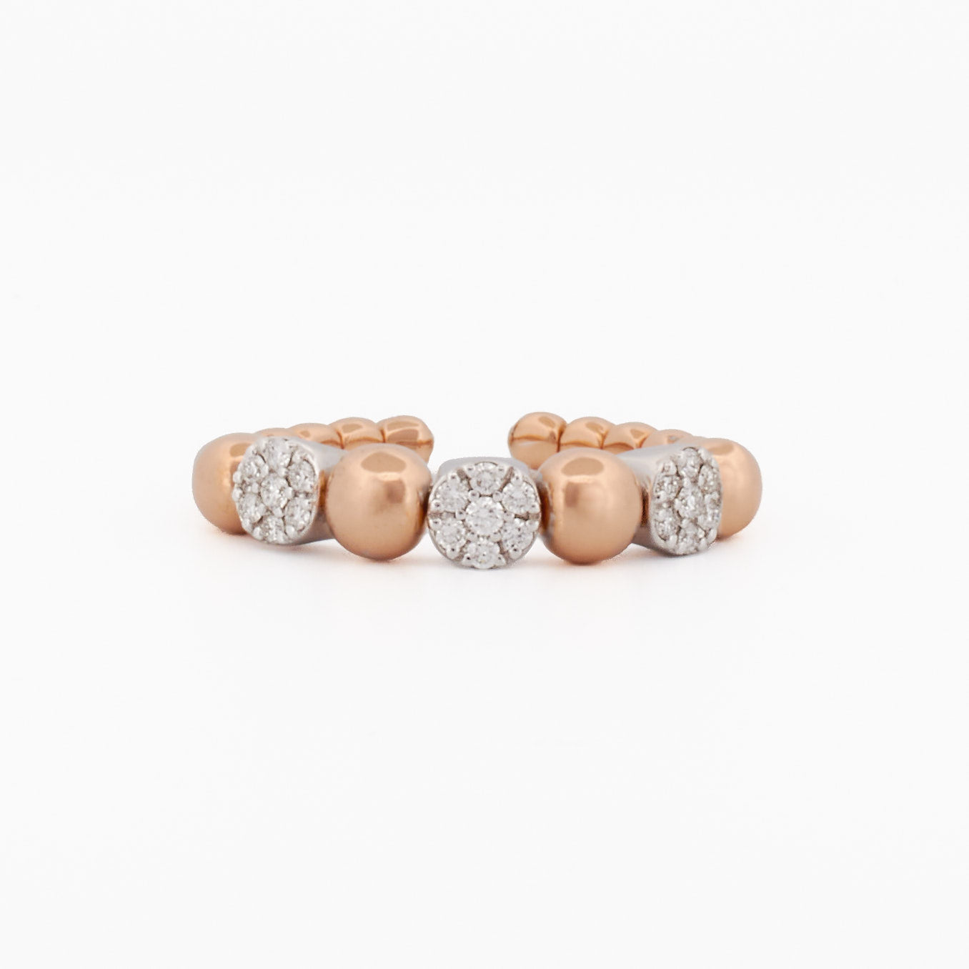 Two-Tone Gold Beaded Diamond Accent Ring