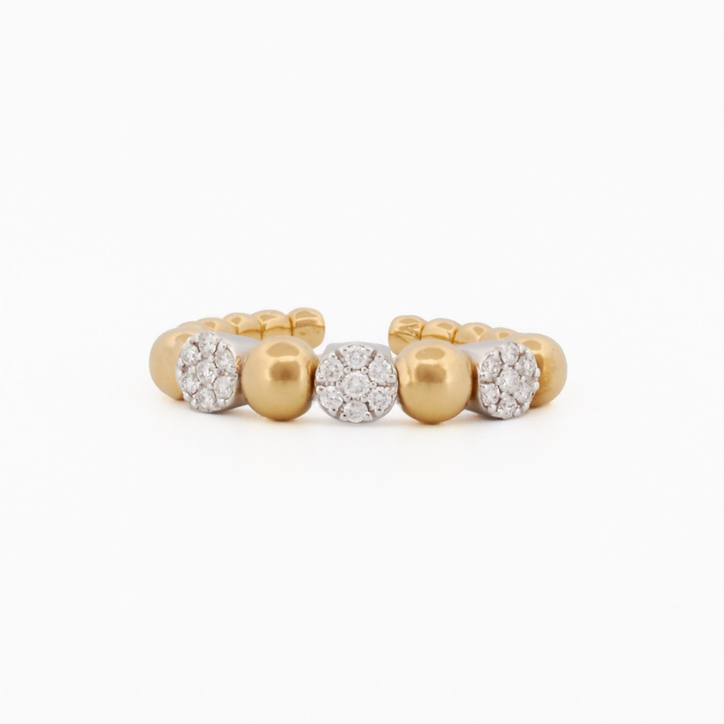 Two-Tone Gold Beaded Diamond Accent Ring
