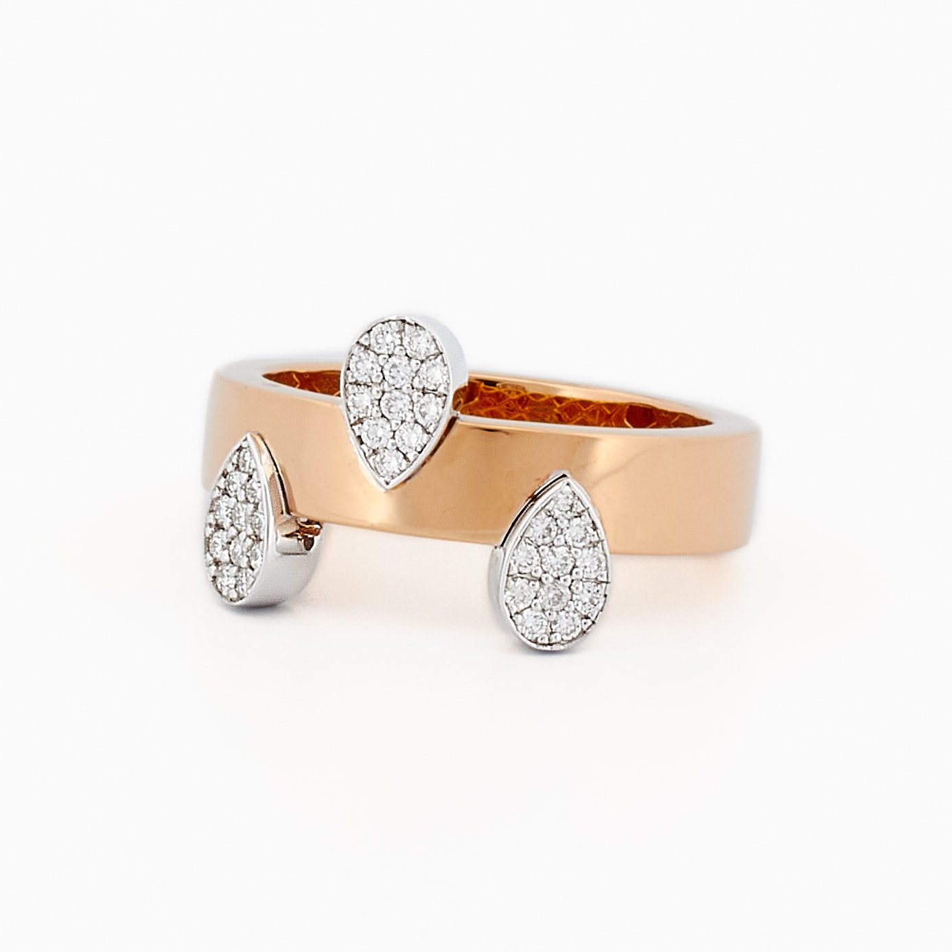 Modern tear drop pave diamond Band